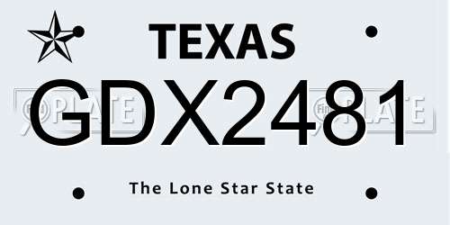 GDX2481 Texas License Plate