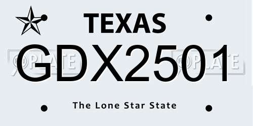 GDX2501 Texas License Plate