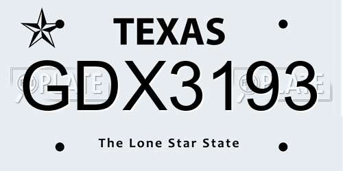 GDX3193 Texas License Plate