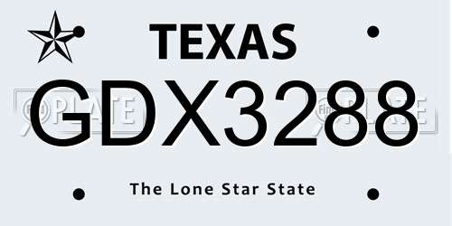 GDX3288 Texas License Plate