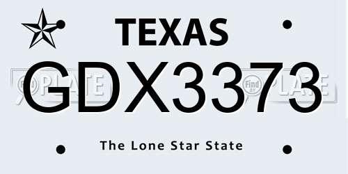 GDX3373 Texas License Plate