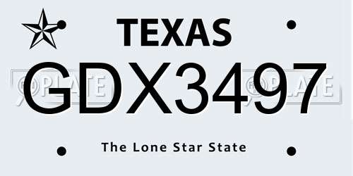 GDX3497 Texas License Plate