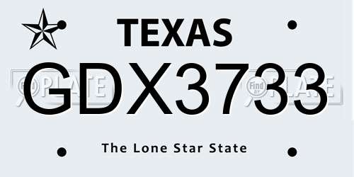 GDX3733 Texas License Plate