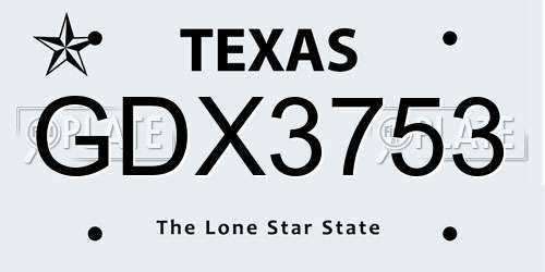 GDX3753 Texas License Plate