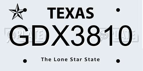 GDX3810 Texas License Plate