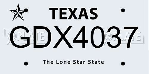 GDX4037 Texas License Plate