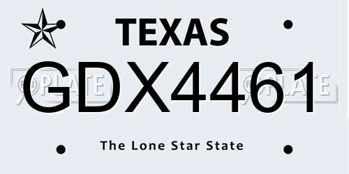 GDX4461 Texas License Plate