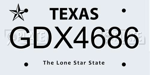 GDX4686 Texas License Plate