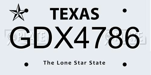 GDX4786 Texas License Plate