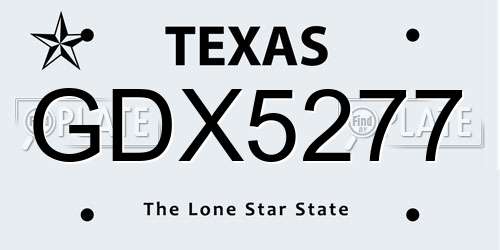 GDX5277 Texas License Plate