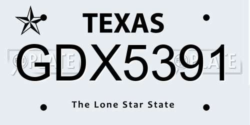 GDX5391 Texas License Plate