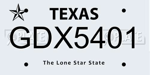 GDX5401 Texas License Plate