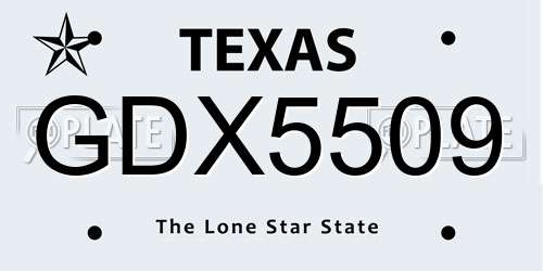 GDX5509 Texas License Plate
