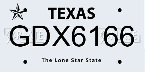 GDX6166 Texas License Plate