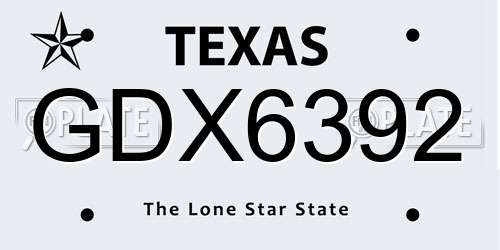 GDX6392 Texas License Plate