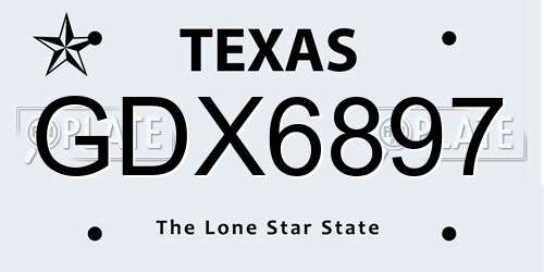 GDX6897 Texas License Plate