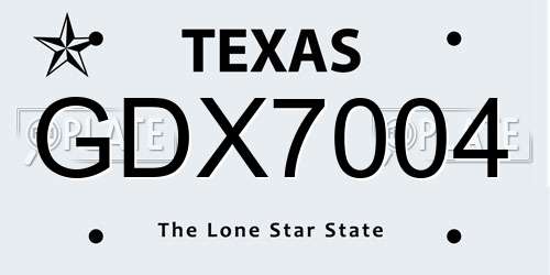 GDX7004 Texas License Plate