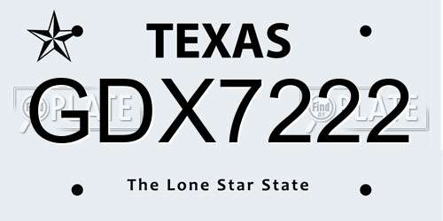 GDX7222 Texas License Plate