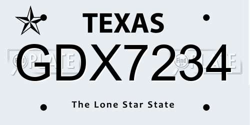 GDX7234 Texas License Plate