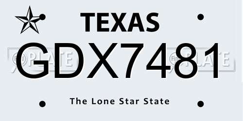 GDX7481 Texas License Plate