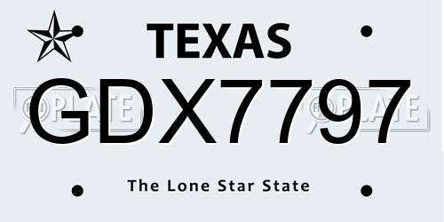 GDX7797 Texas License Plate