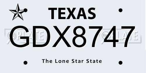 GDX8747 Texas License Plate