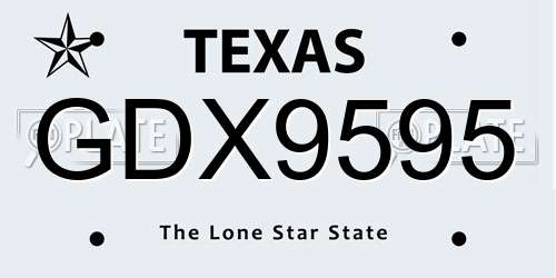 GDX9595 Texas License Plate