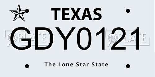 GDY0121 Texas License Plate
