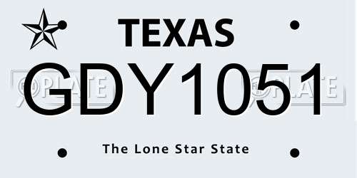 GDY1051 Texas License Plate