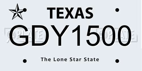 GDY1500 Texas License Plate