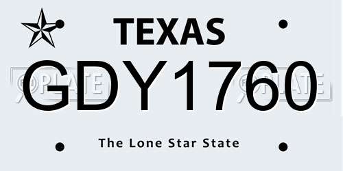 GDY1760 Texas License Plate