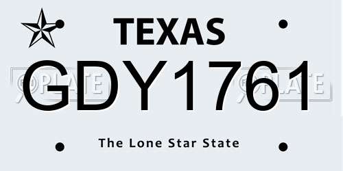 GDY1761 Texas License Plate