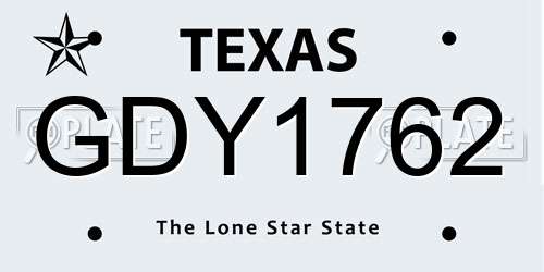 GDY1762 Texas License Plate