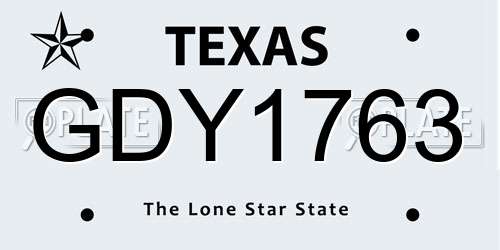 GDY1763 Texas License Plate