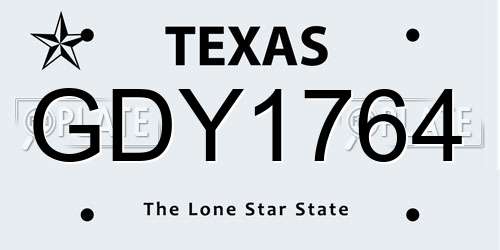 GDY1764 Texas License Plate