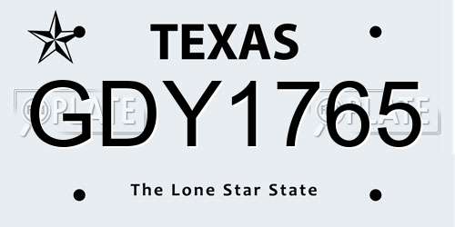 GDY1765 Texas License Plate