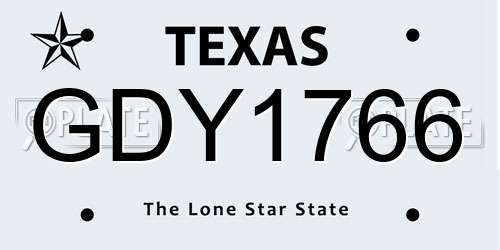 GDY1766 Texas License Plate