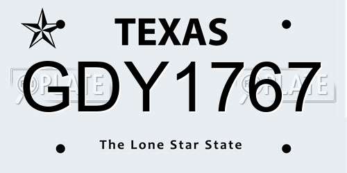 GDY1767 Texas License Plate