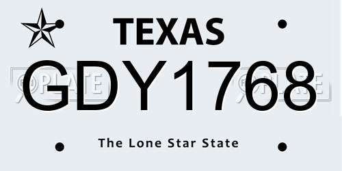 GDY1768 Texas License Plate