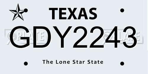 GDY2243 Texas License Plate
