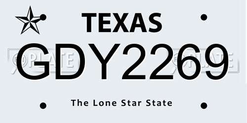 GDY2269 Texas License Plate