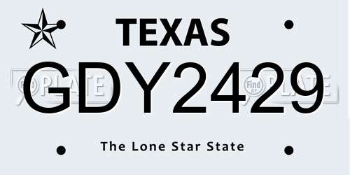 GDY2429 Texas License Plate