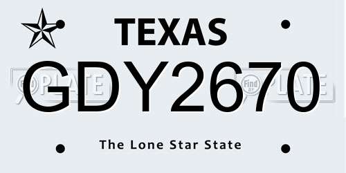 GDY2670 Texas License Plate
