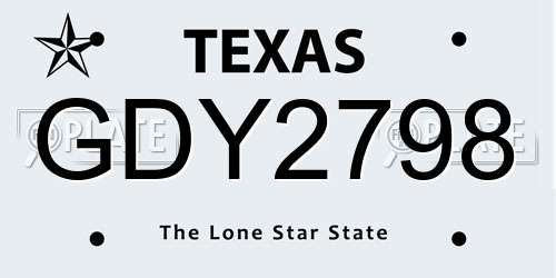 GDY2798 Texas License Plate