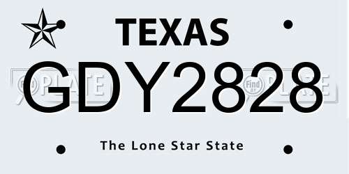 GDY2828 Texas License Plate
