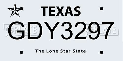 GDY3297 Texas License Plate