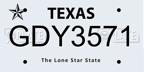 GDY3571 Texas License Plate