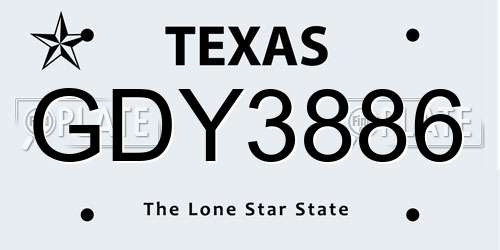 GDY3886 Texas License Plate