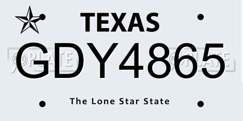 GDY4865 Texas License Plate