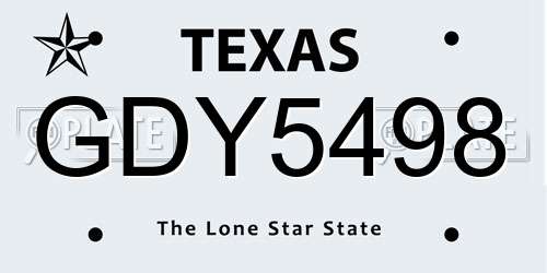 GDY5498 Texas License Plate
